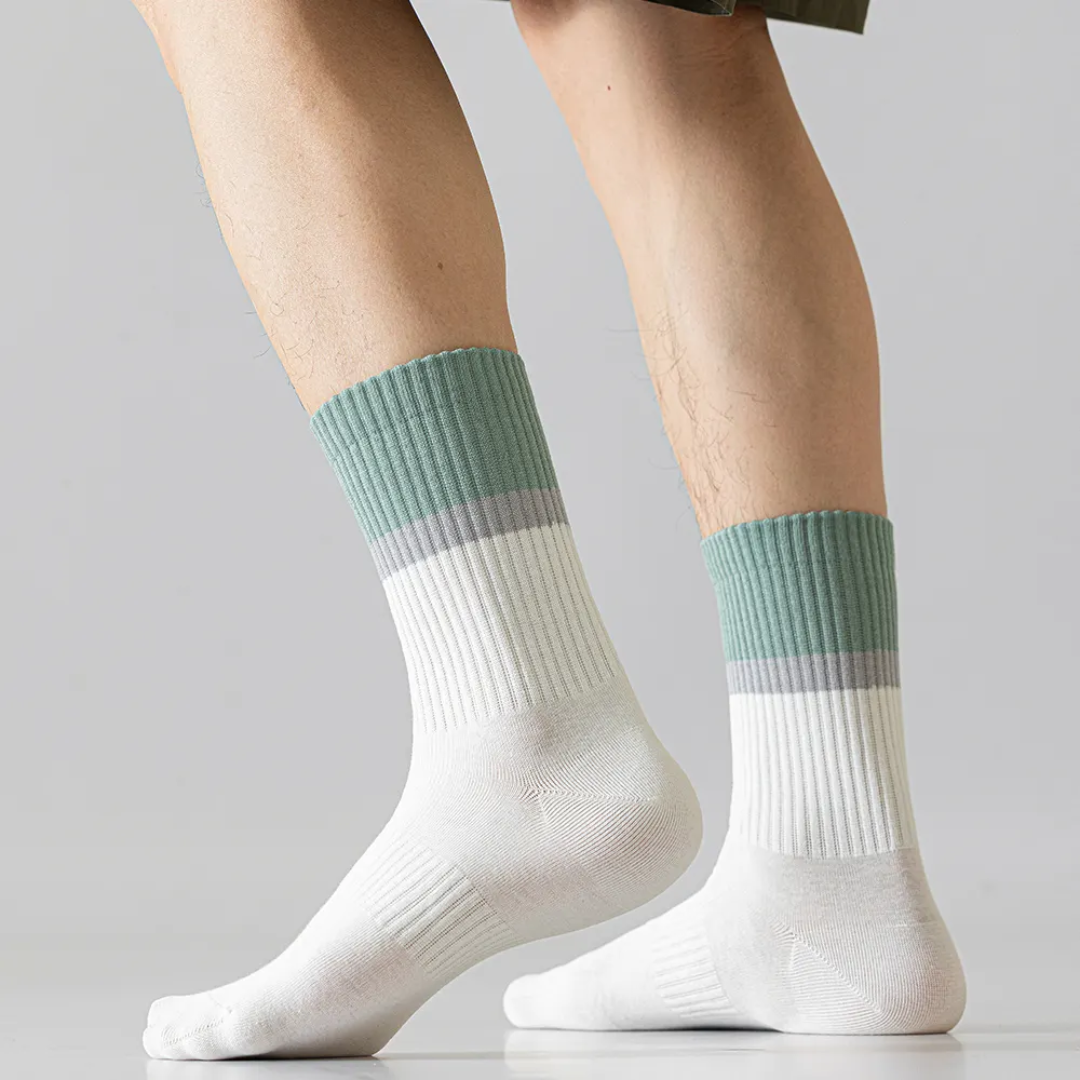 Crew cotton stripe Unisex Socks - Mint/White - Image 5
