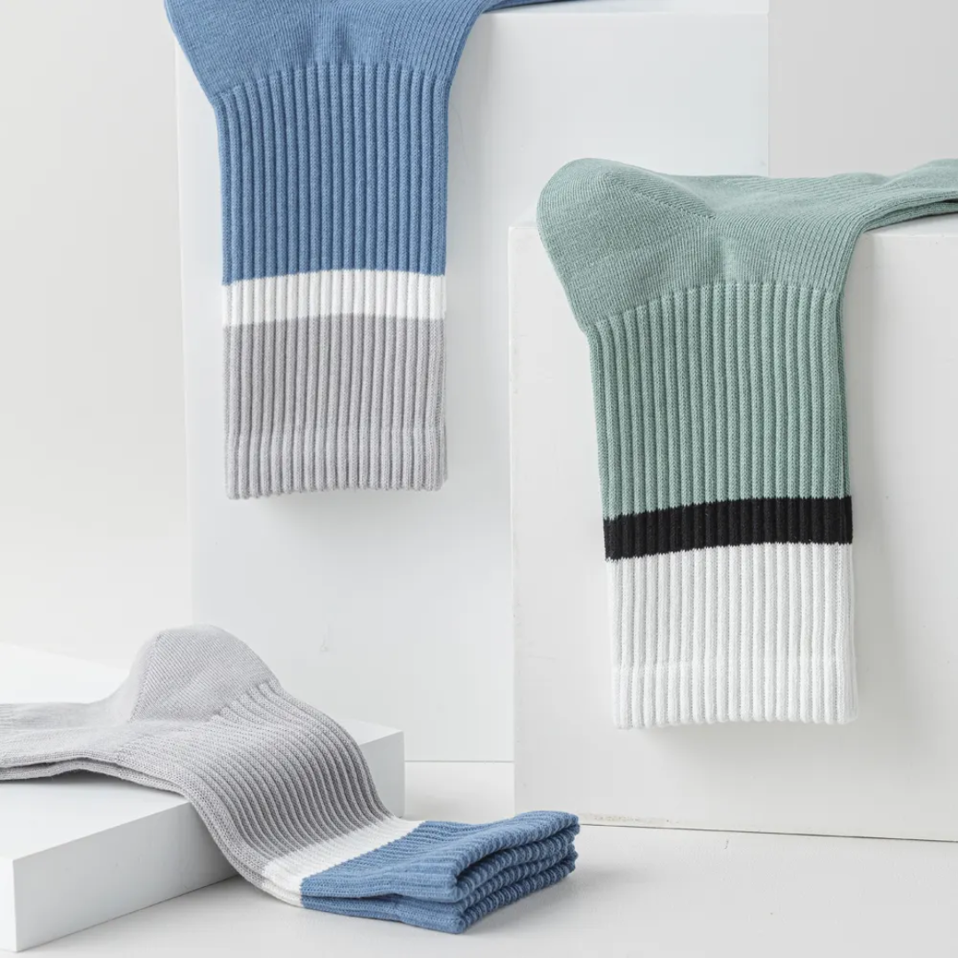 Crew cotton stripe Unisex Socks - White/Mint - Image 2