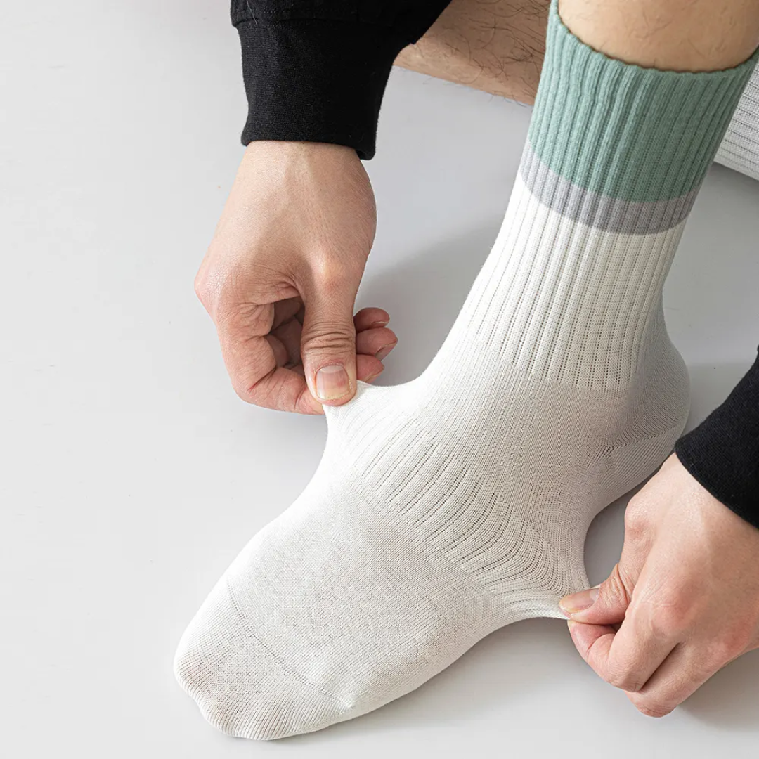 Crew cotton stripe Unisex Socks - Mint/White - Image 4