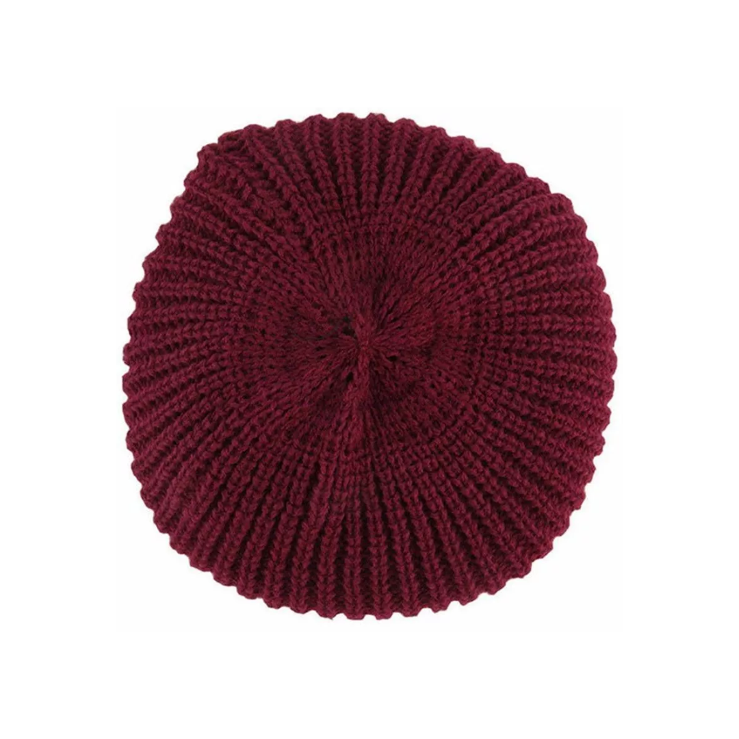 Soft Knitted Oversize Beanie Hat - Wine Red - Image 3