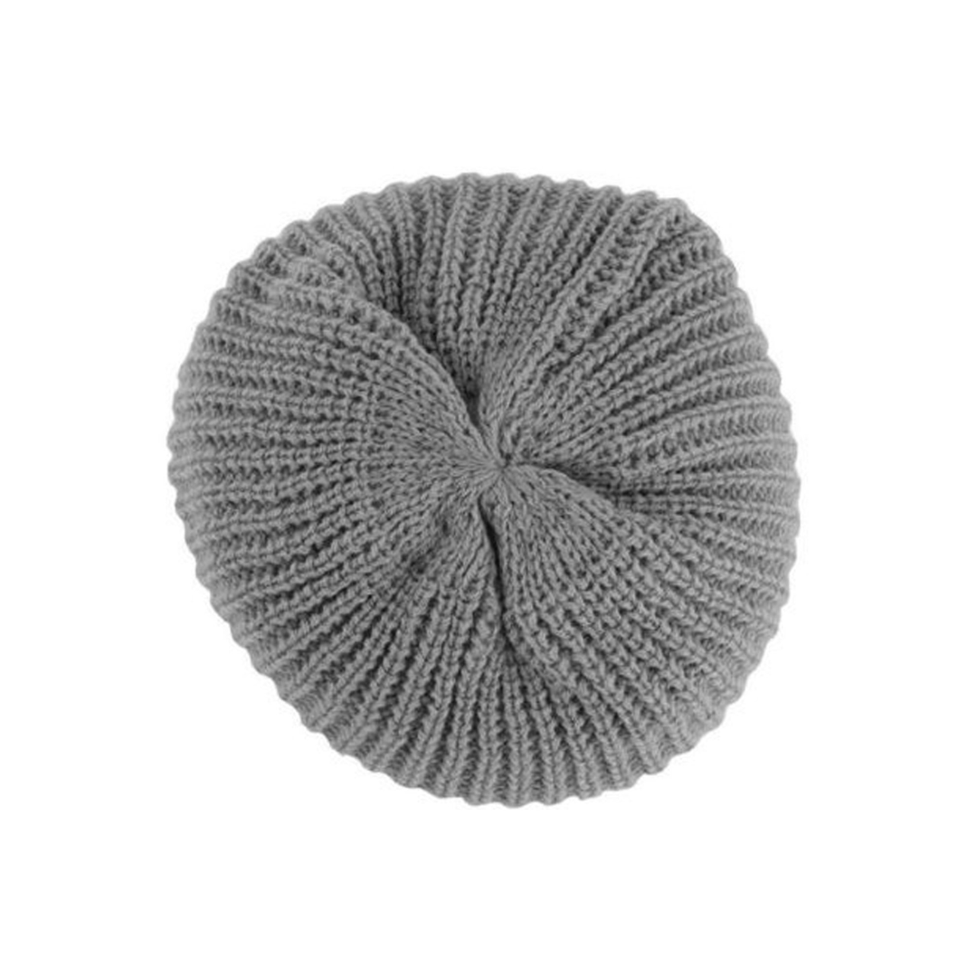 Soft Knitted Oversize Beanie Hat - Gray - Image 3