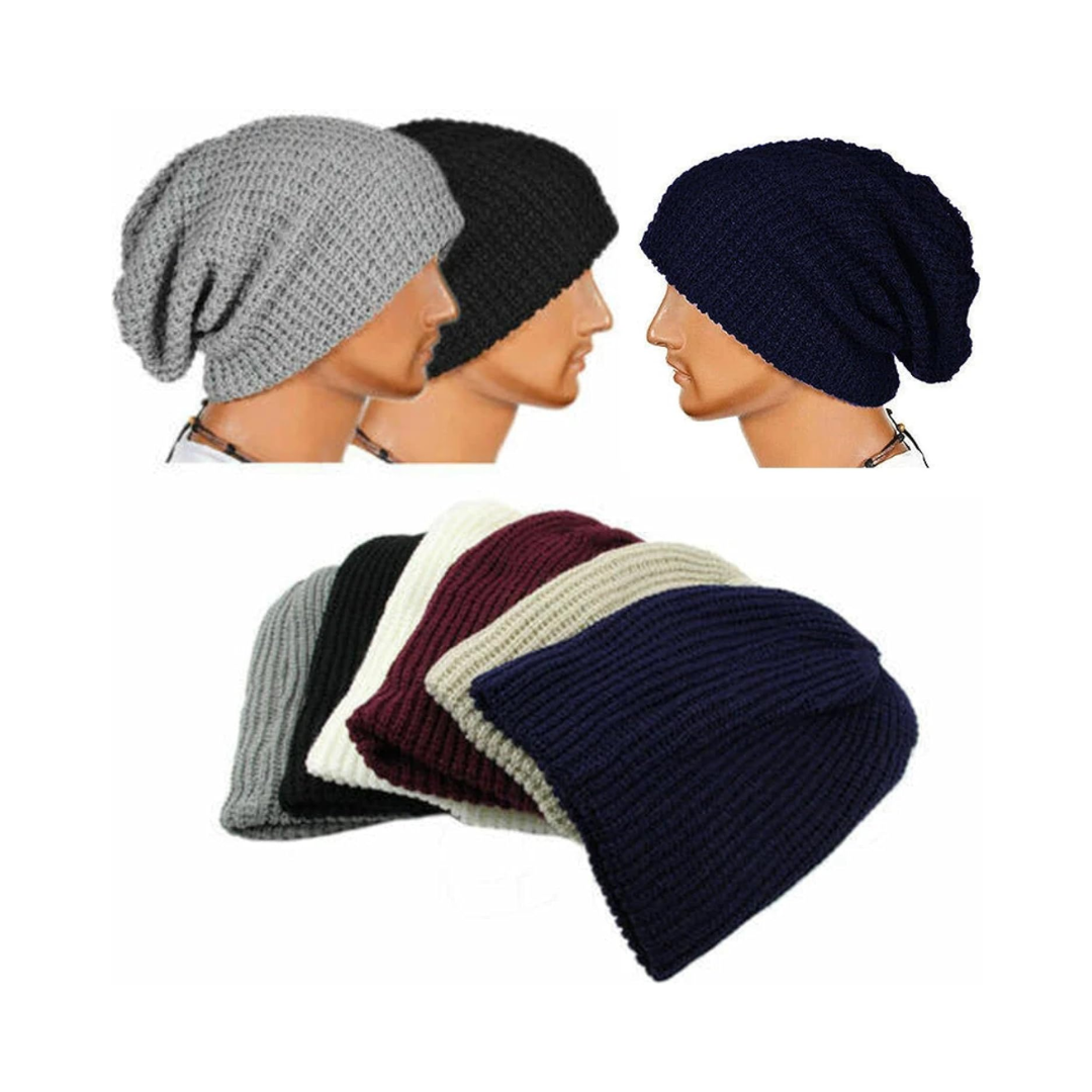 Soft Knitted Oversize Beanie Hat - Gray - Image 5