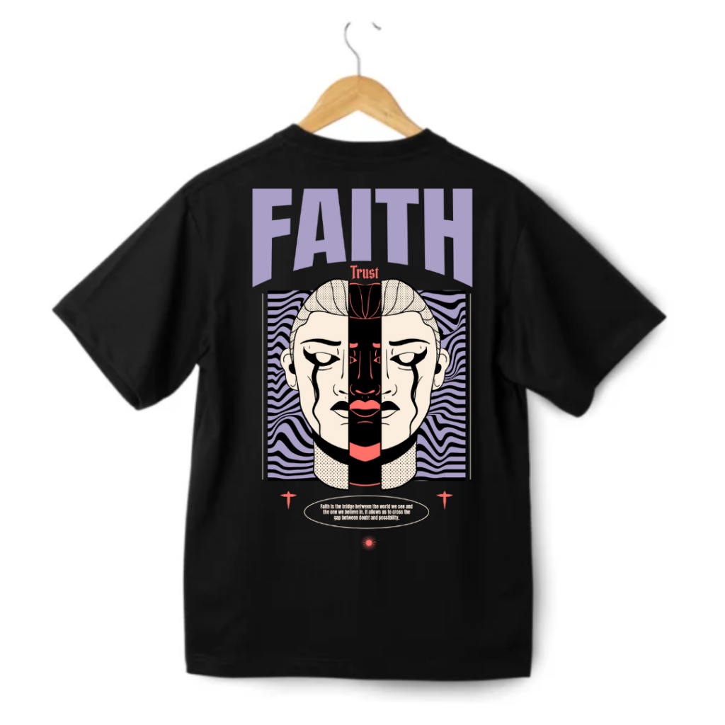 Faith Round Neck Half Sleeve T-Shirt - Black