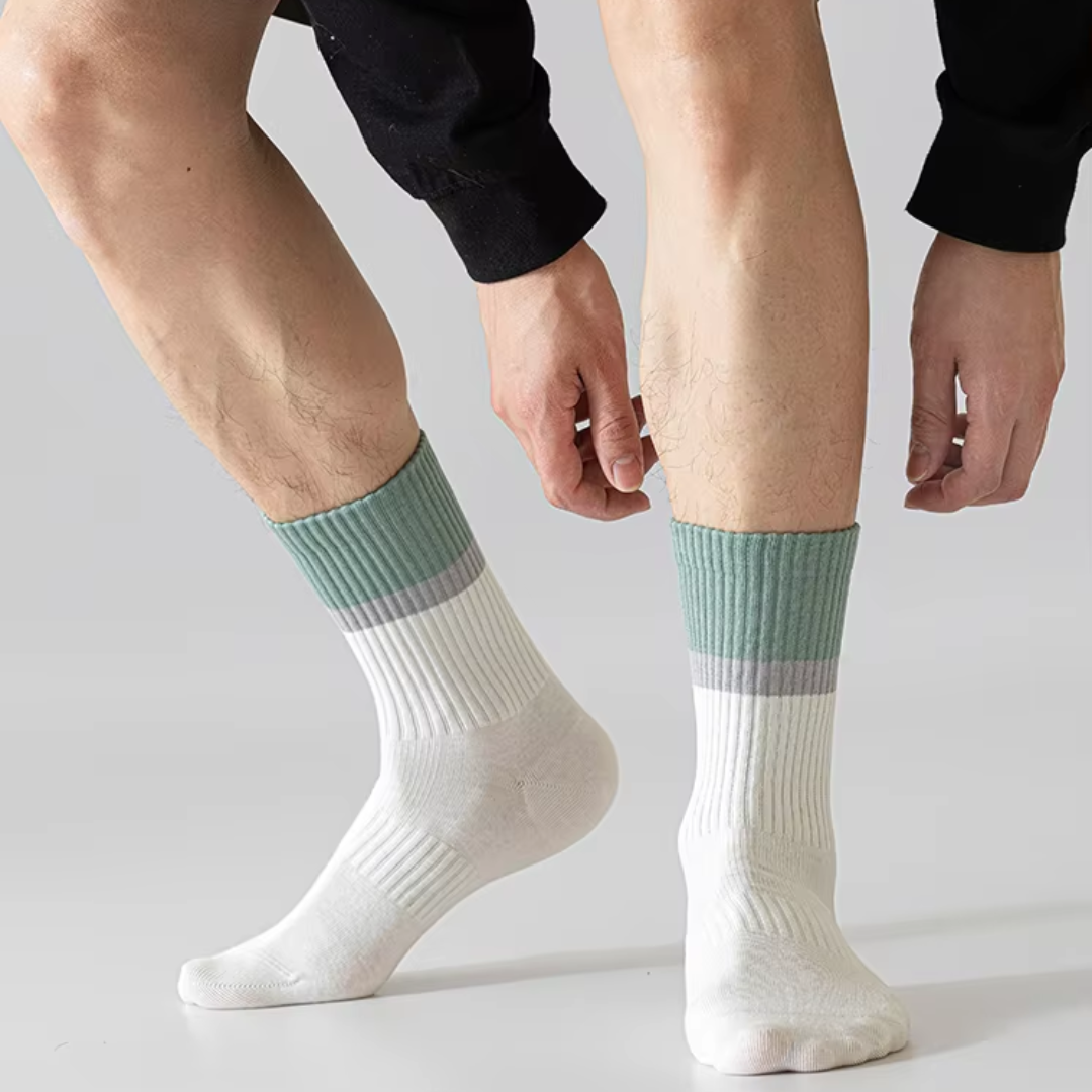 Crew cotton stripe Unisex Socks - Mint/White - Image 3
