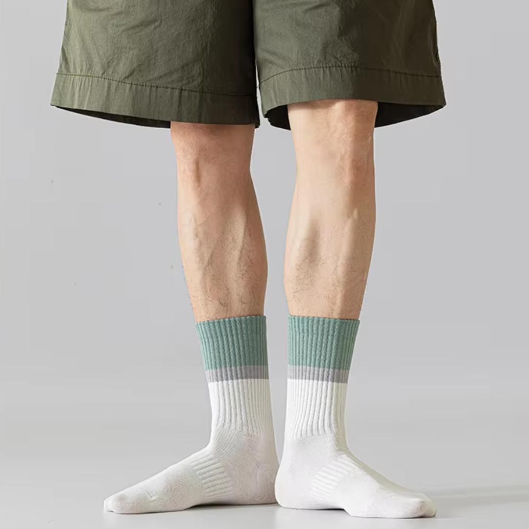Crew cotton stripe Unisex Socks - Mint/White - Image 2