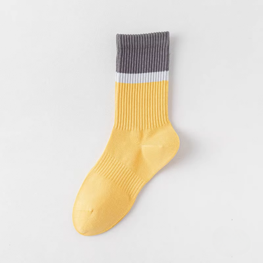 Crew cotton stripe Unisex Socks - Yellow/Gray