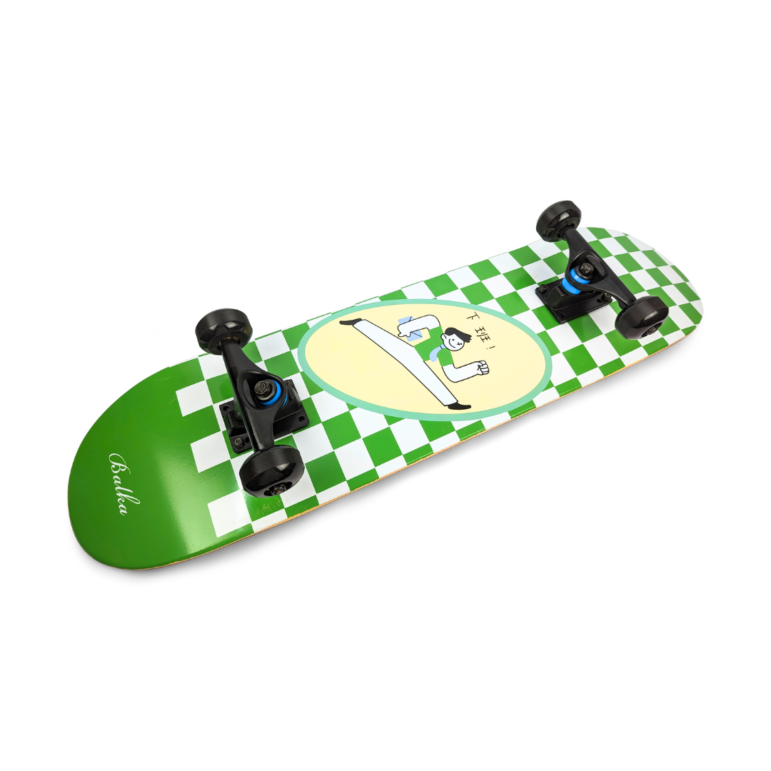 North East Maple Complete Skateboard - Green Checker Escape - Image 2