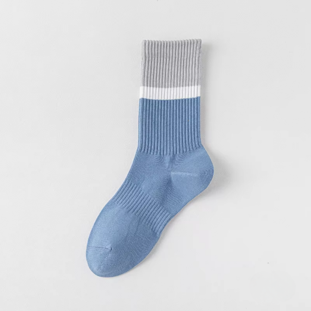 Crew cotton stripe Unisex Socks - Gray/Blue Mist