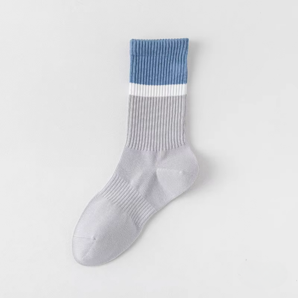 Crew cotton stripe Unisex Socks - Blue Mist/Gray
