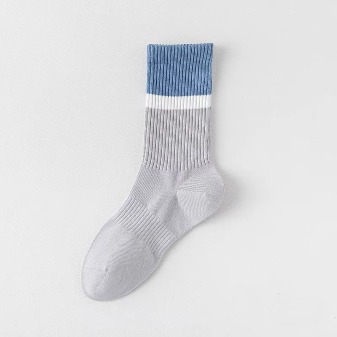 Crew cotton stripe Unisex Socks - Blue Mist/Gray