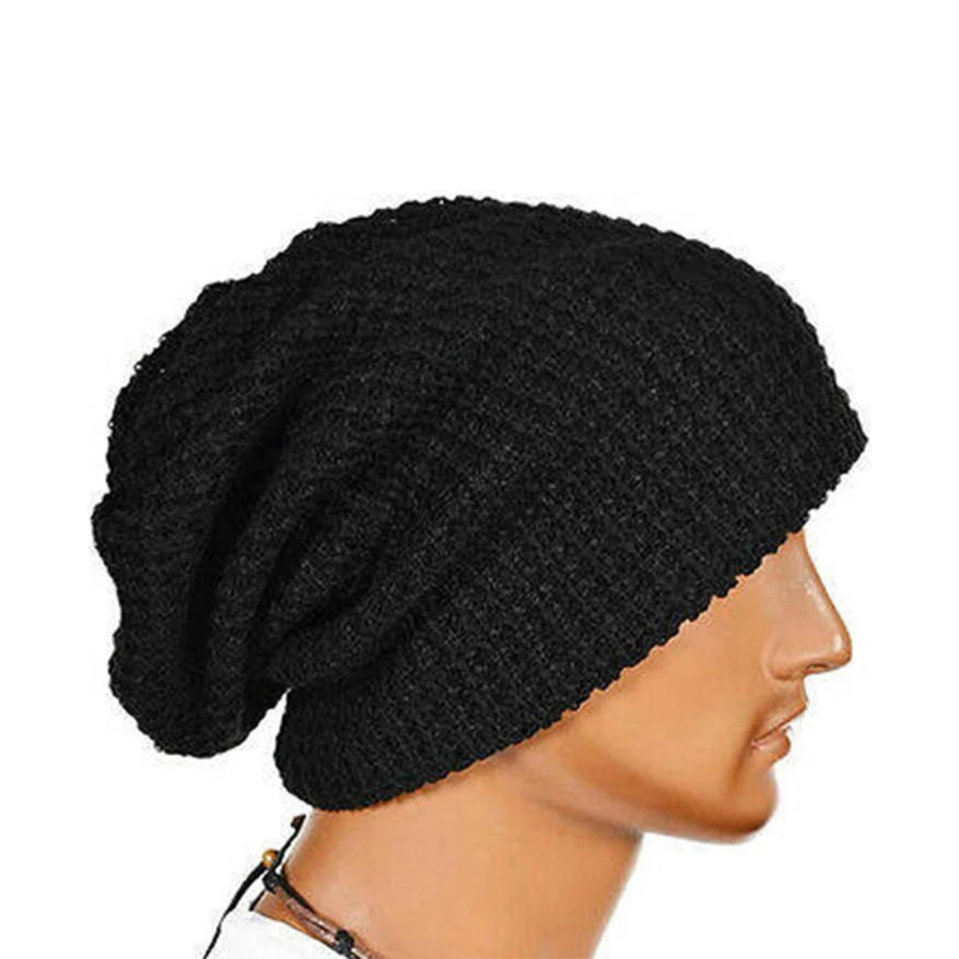 Soft Knitted Oversize Beanie Hat - Black - Image 2