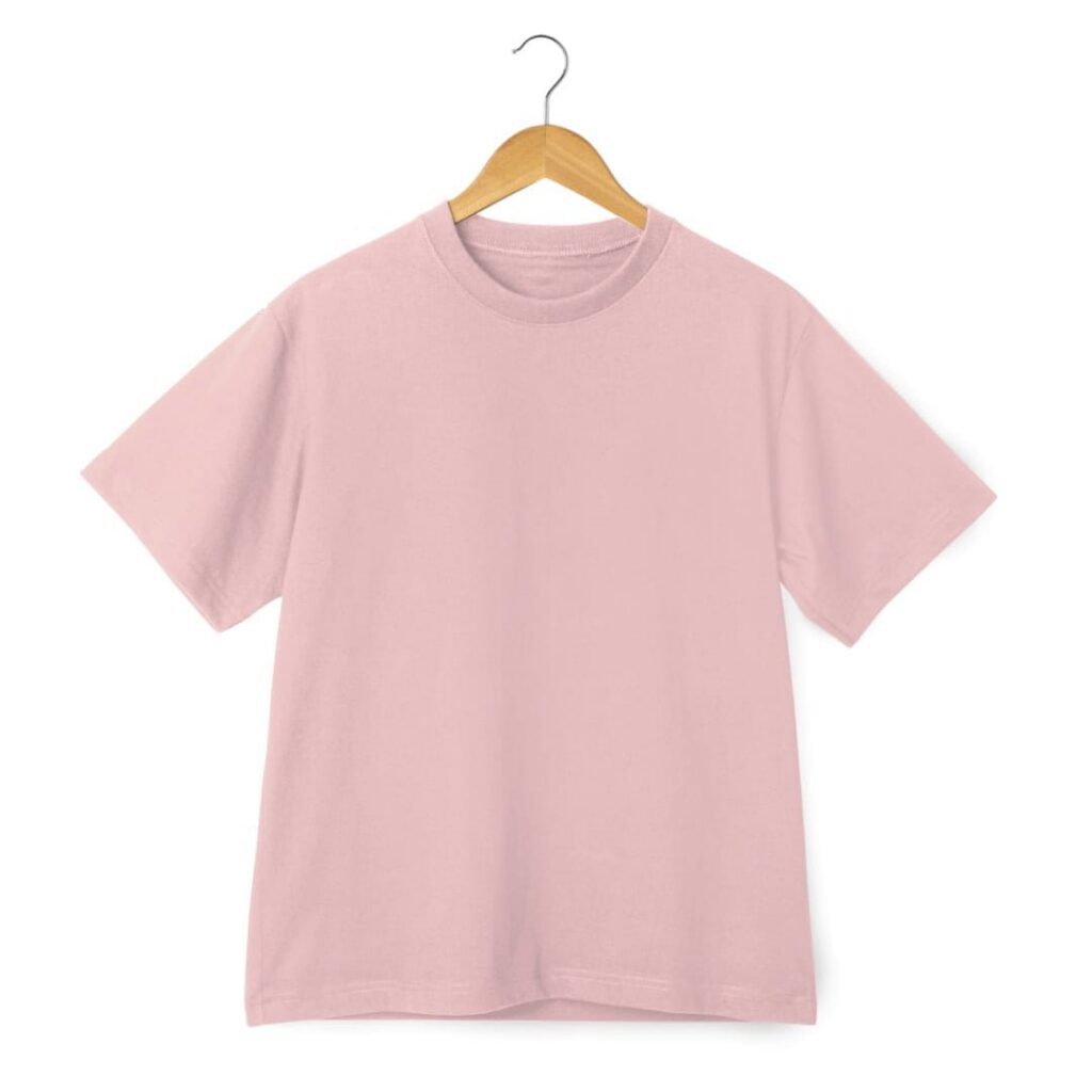 Round Neck Half Sleeve T-Shirt - Dusty Pink