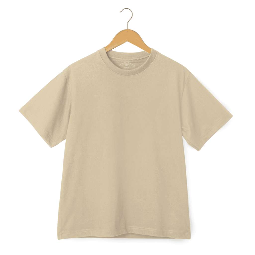 Round Neck Half Sleeve T-Shirt - Beige