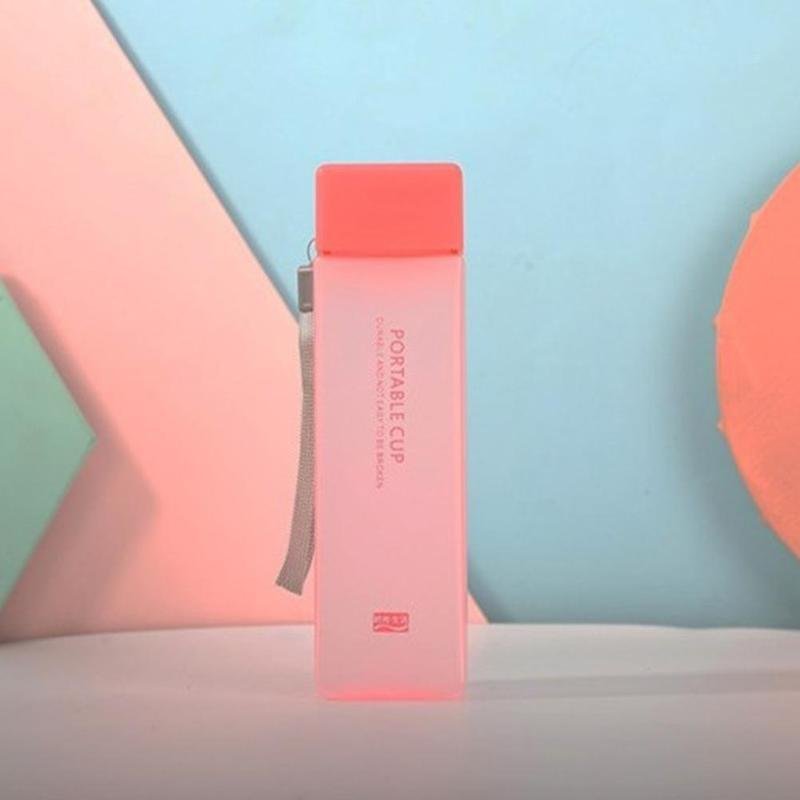 Transparent Square Plastic Matte Water Cup - Image 4