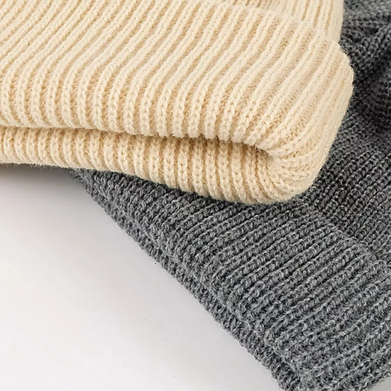 Unisex Ribbed Knitted Cuffed Winter Beanie - Yellow - Image 3